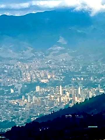 Aerial view of Medellín in its mountain valley